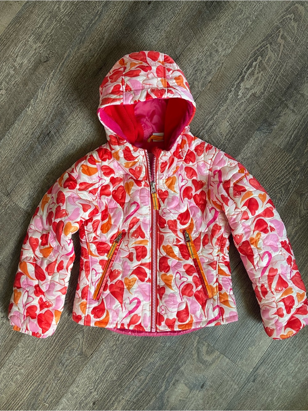Obermeyer I-Grow puffer jacket heart print